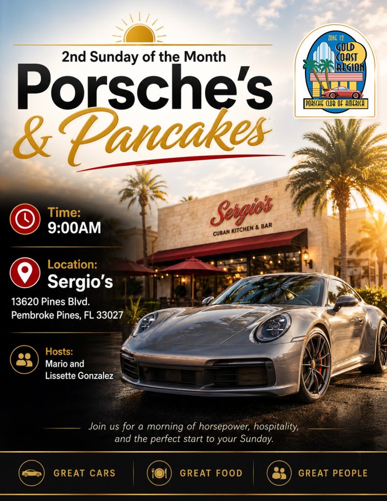 2nd Sunday of the month Porsche’s & Pancakes